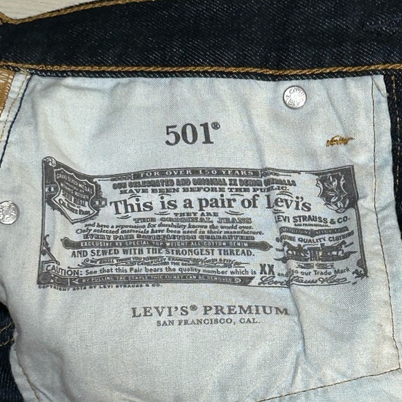 New Levi's 501 Premium Denim Big E Leather Patch Jeans 24 x 30 - Picture 9 of 11